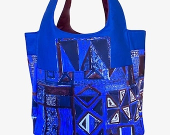 Large Royal Blue Project Tote, Project Tote With 11 Pockets, Large Knitting Project Bag, Yarn and Project Storage Bag, Sweater Project Tote