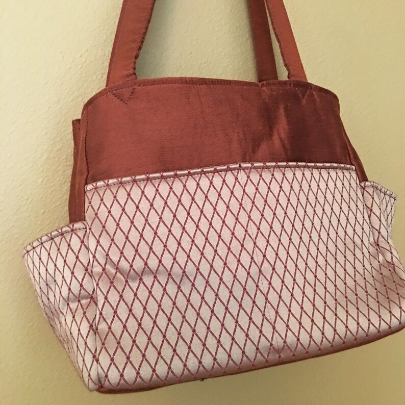 Katrina#1638 Large Project Bag Crochet Bag Yarn Bag Rust and Gold Knitting Bag Expanding Knitting Bag Large Project Tote Crochet Tote