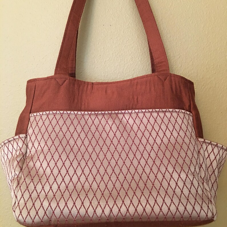 Katrina#1638 Large Project Bag Crochet Bag Yarn Bag Rust and Gold Knitting Bag Expanding Knitting Bag Large Project Tote Crochet Tote