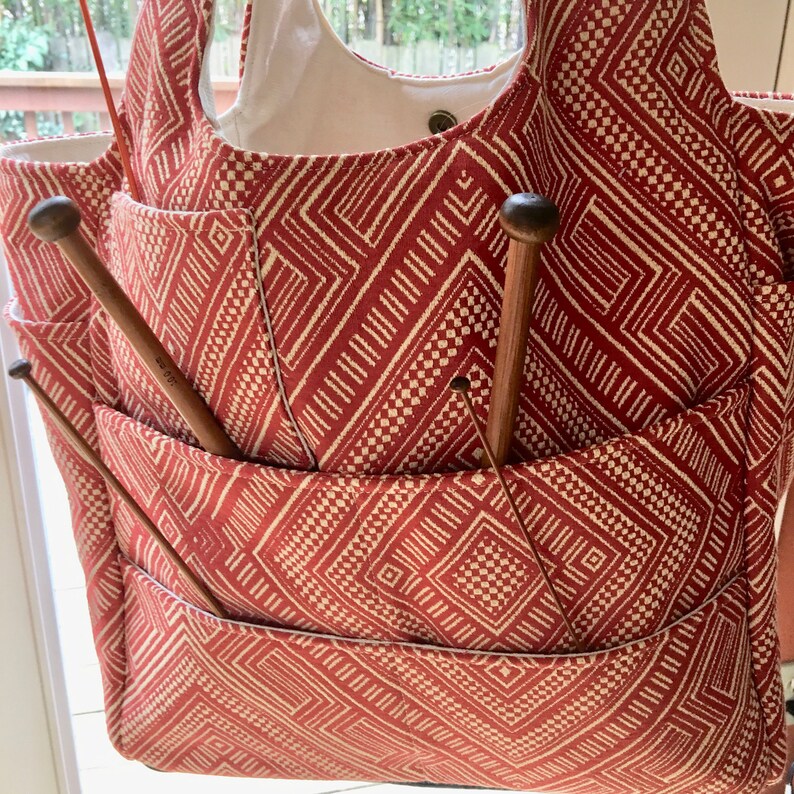Large Project Bag, Crochet Project Bag Knitting Project Bag Southwestern Tote Shoulder Tote Southwestern Knitting Tote Priscilla#1915