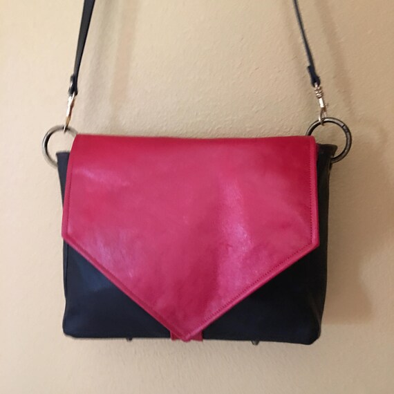 red and black purse