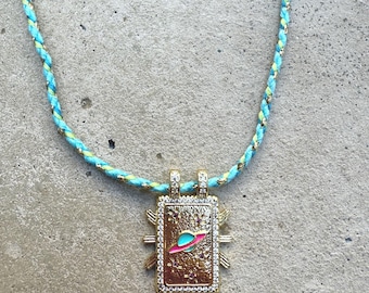 Blue Saturn Necklace – Sparkling Fashion Statement Piece