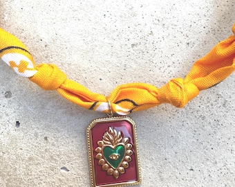 Orange Bandana Pendant Necklace – Sleek and Modern Fashion Jewelry