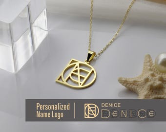 Personalized name Logo Necklace, 925 Sterling Silver, gifts for her