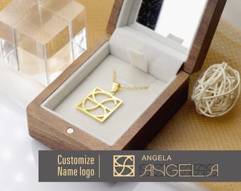 Personalized Name Logo Necklace, 925 Silver Wedding Gift