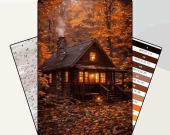 Kit di pittura fai da te per adulti: Casetta autunnale da dipingere con i numeri, Accogliente casa nel bosco, Decorazione murale con paesaggio autunnale, Kit di pittura fai da te per adulti