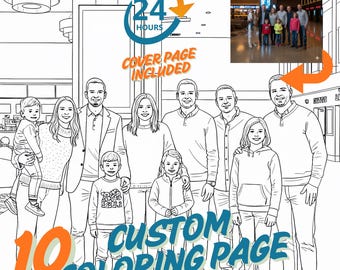10 páginas para colorear personalizadas a partir de una foto, página de actividades personalizadas para niños, descarga digital, página para colorear con boceto personalizado, página para colorear con foto