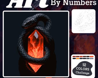 Mystic Snake & Crystal Color by Number Printable (Digital Download)
