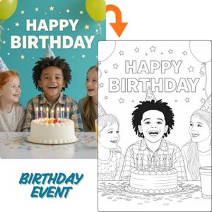 10 custom coloring pages created from your personal photos. Personalized photo-to-sketch service for adults and kids. High-quality line art delivered within 24 hours. Perfect DIY coloring book gift and custom party activity from my Etsy shop.