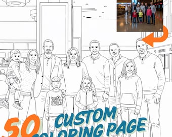 50 Custom Coloring Pages from Photo, Custom Kids Activity Page, Digital Download, Personalised Sketch Coloring Page, Photo Coloring Page
