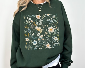Botanical Flower Sweatshirt: Wildflower Crewneck, Springtime Style