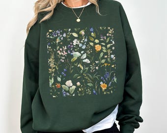Wildflower Botanical Sweatshirt: Springtime Floral Crewneck