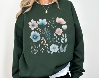 Botanical Sweatshirt: Wildflower Crewneck, Springtime Fashion