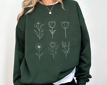 Wildflower Sweatshirt: Botanical Crewneck, Nature Lover Gift