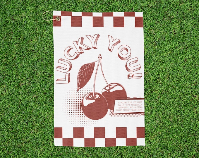 Lucky You Checkered Cherry Golf Towel