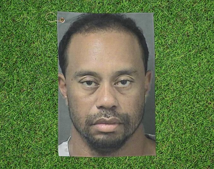 Tiger Woods Mug Shot Golf Towel