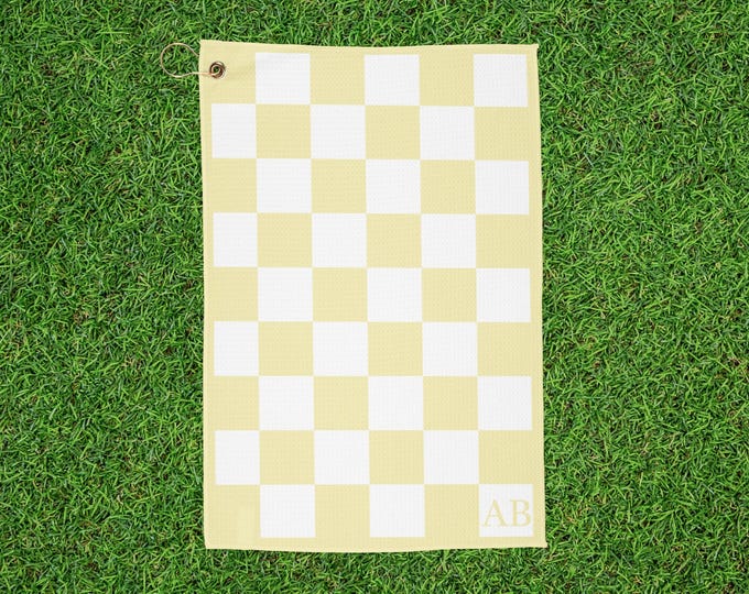 Personalized Monogrammed Butter Yellow Checkered Golf Towel