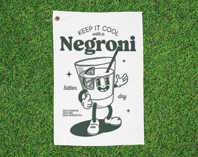 Cool Negroni Cocktail Retro Character Golf Towel
