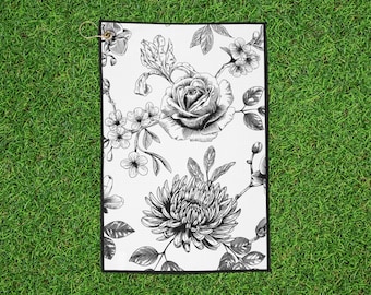 Neutral Floral Chinoiserie Golf Towel
