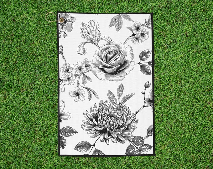 Neutral Floral Chinoiserie Golf Towel