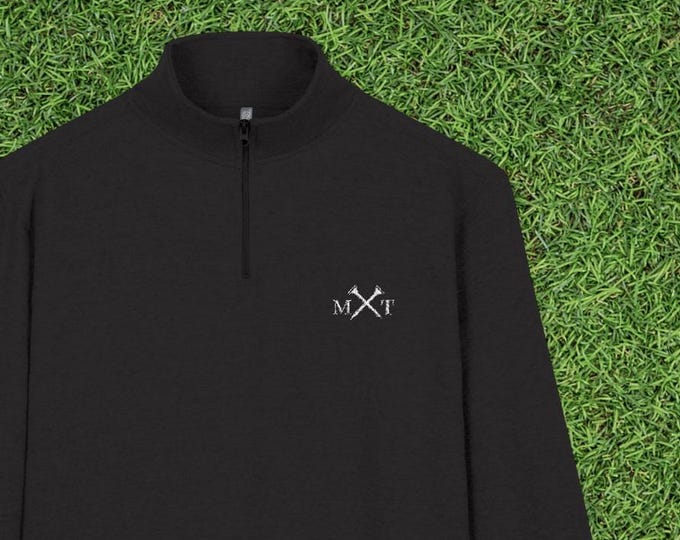 Monogrammed Golfer Back Design Golf Quarter Zip Pullover | Embroidered Initials & Year