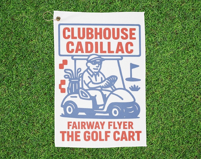 Clubhouse Cadillac Golf Towel - Red & Blue