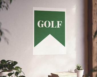 Green Golf Flag Art Print | Golfer Home Decor