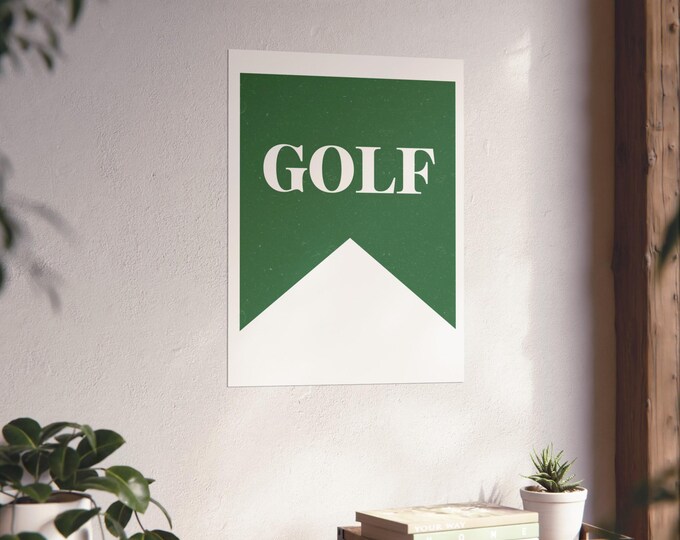 Green Golf Flag Art Print | Golfer Home Decor