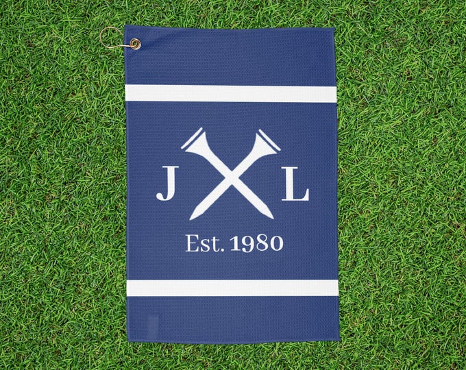 Personalized Monogram Golfer Towel with Clip | Custom Golf Cloth