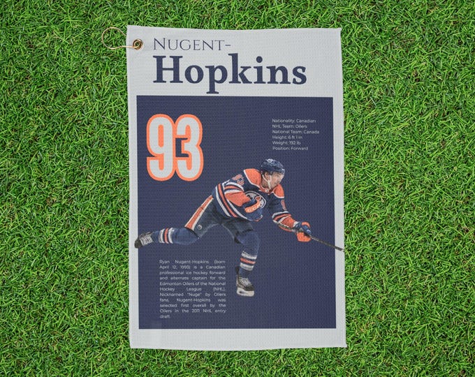 Nugent-Hopkins Golf Towels for Enthusiasts, Perfect Gift for Golfers, Unique Golfing Accessories, Hockey Golf, Microfibre Towels, Mens Gifts
