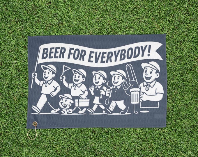 Beer for Everybody Cartoon Golf Towel
