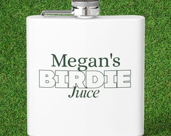 Personalized name Birdie Juice Flask | 6oz Stainless Steel Hip Flask, Golfer gift, Golf drink