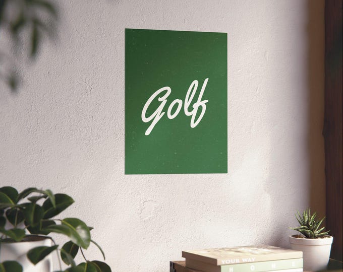 Green Golf Script Art Print | Minimalist Sports Poster