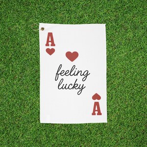 Feeling Lucky Ace Golf Towels, Fun Golf Accessories, Gift for Golfers, Poker Towel, Golf Essentials, Sports Towels, Fathers Day Gift