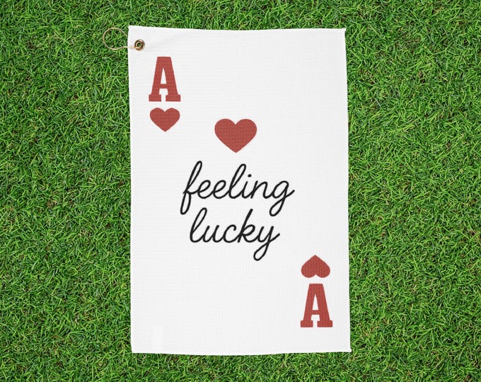 "Feeling Lucky" Ace Golf Towel - Classic Red