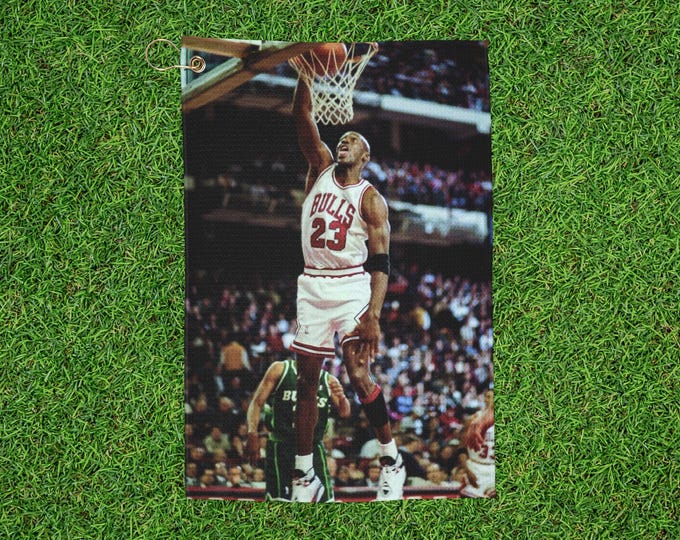 Basketball Dunk Photo Golf Towel - Michael Jordan Merch