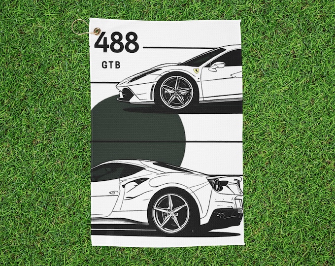 Golf Towels with Ferrari 488 GTB