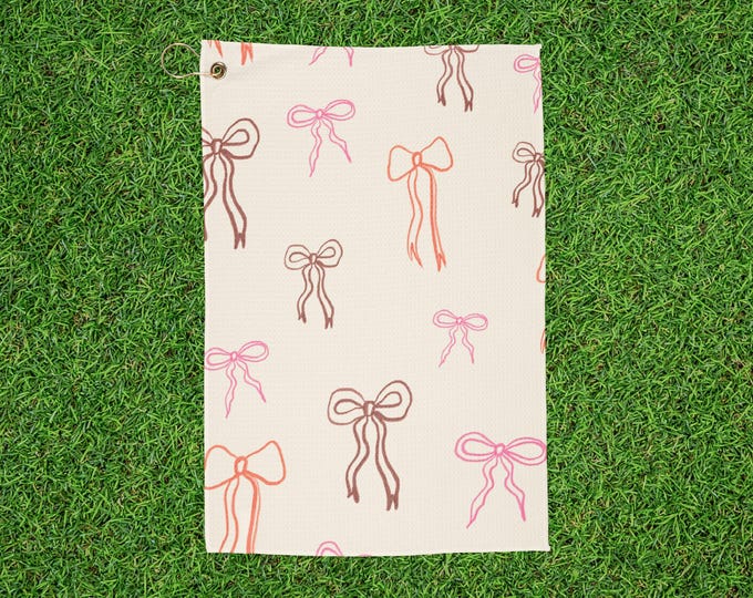 Charming Bow Golf Towel with Bow Design