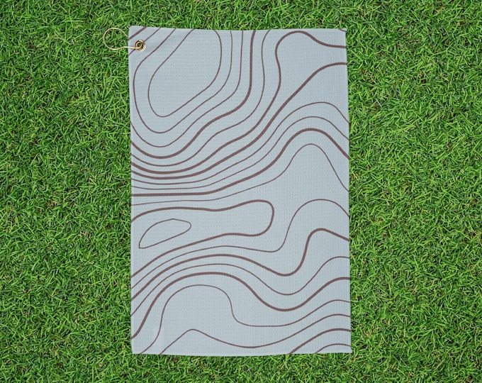 Wavy Organic Abstract Line Golf Towel - Blue