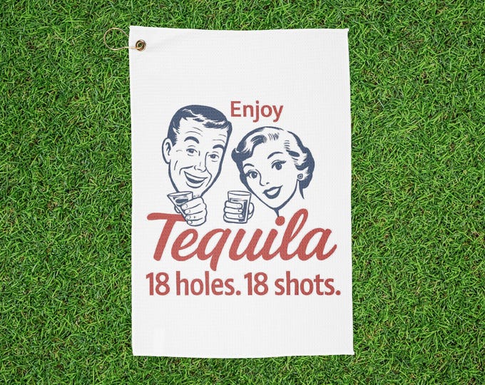 Enjoy Tequila Golf Towel - Navy Blue & Red