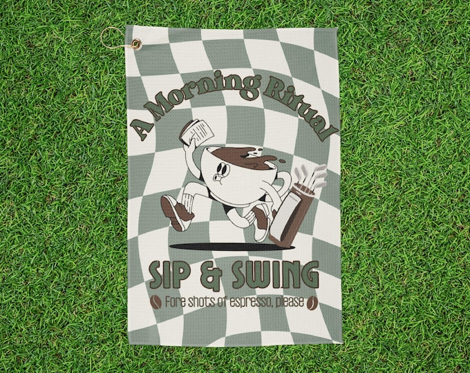 Golf Towels with Morning Coffee Design