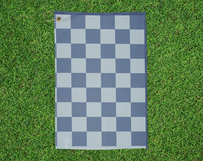 Checkered Golf Towel - Monochrome Blue