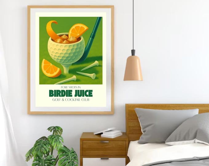 Retro Golf "Birdie Juice" Digital Download Poster