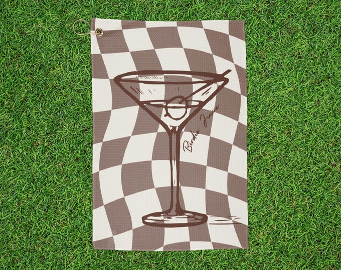 Elegant Checkered Martini Golf Towel