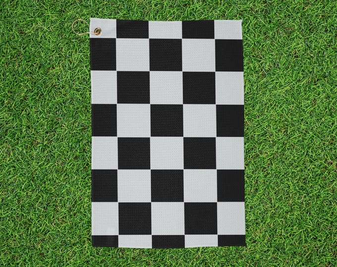 Checkered Golf Towel - Black & White