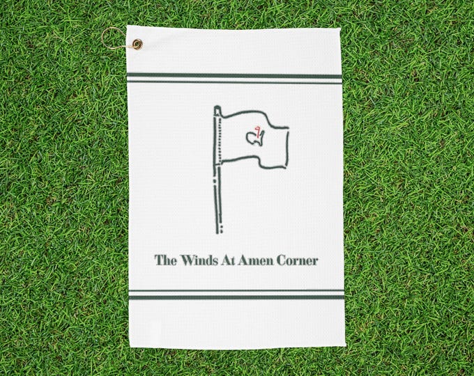 Master's Augusta Inspired Golf Towel - 'The Winds At Amen Corner'