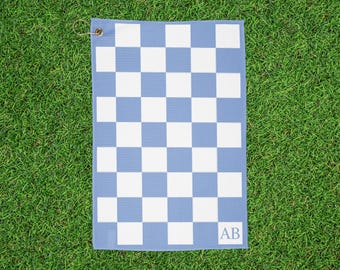 Personalized Checker Golf Towel - Sky Blue