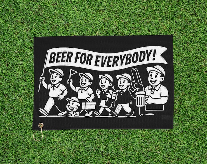 Beer Themed Retro Character Golf Towel