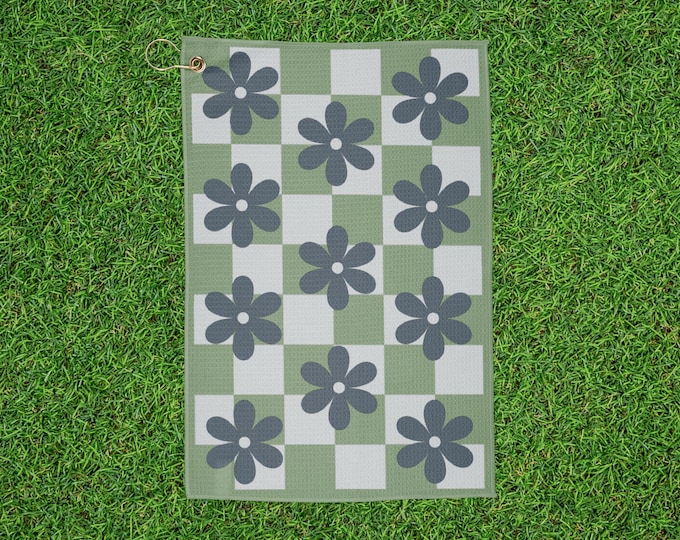 Floral Checkered Golf Towel