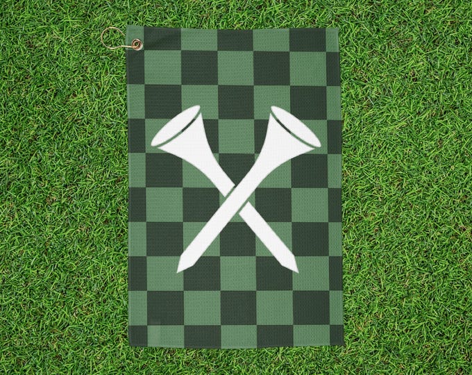 Checkered Tee Golf Towel - Fairway Stripe Green